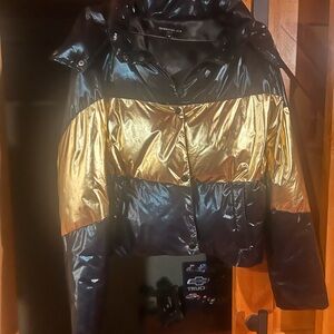 Generation Love Black and Gold Puffer Jacket